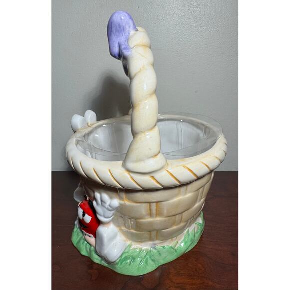 Red & Yellow M&M’s Mars Candy Ceramic Easter Basket Mars FTD Planter 9” Tall - Picture 4 of 8